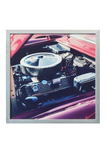 Framed Cleared Pop Art Style Car Engine Photograph
