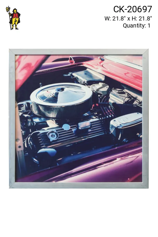Framed Cleared Pop Art Style Car Engine Photograph