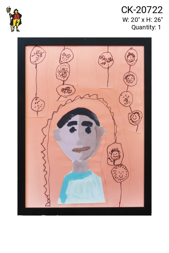 Framed Cleared Grade School Child Self Portrait - 6