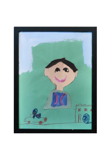 Framed Cleared Grade School Child Self Portrait - 7