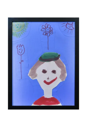 Framed Cleared Grade School Child Self Portrait - 11