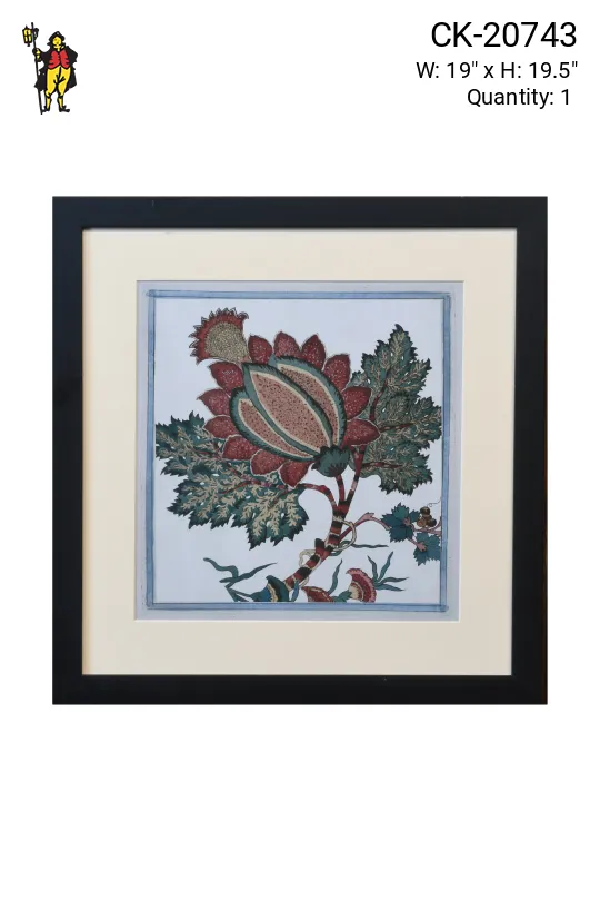 Framed Cleared Floral Block Print Motif - 1