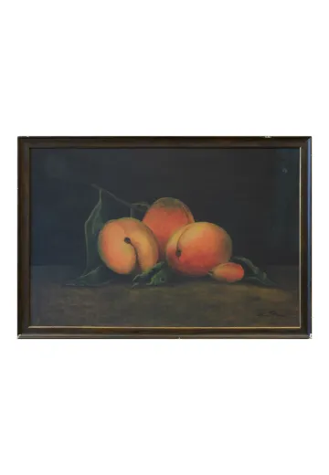 Framed Cleared Still Life Painting of Peaches