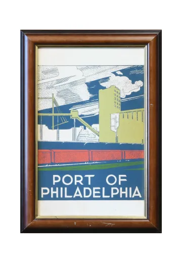 Framed Cleared Mid Century Port of Philadelphia Print