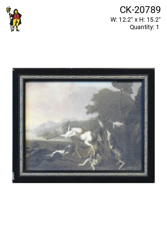 Framed Cleared Hunting Scene Painting