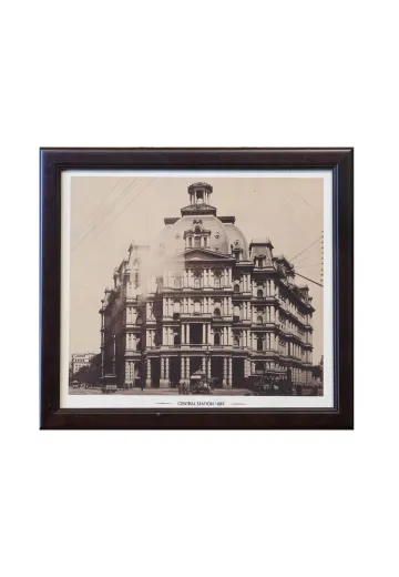 Framed Cleared 19th Century Train Station Photograph