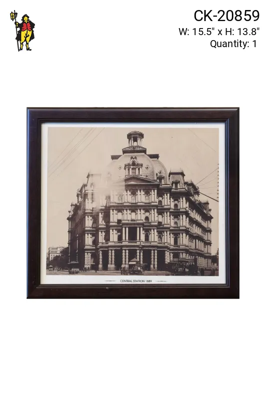 Framed Cleared 19th Century Train Station Photograph
