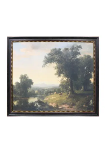 Framed Cleared Rural Landscape Oil Painting