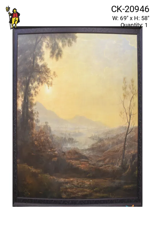 Framed Cleared Mountain Valley Landscape Painting