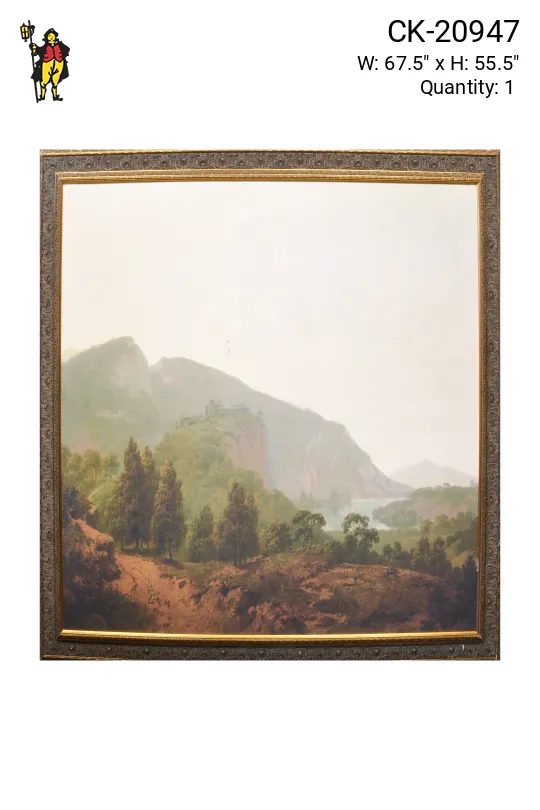 Framed Cleared Mountainous Landscape Painting (Damaged Canvas)