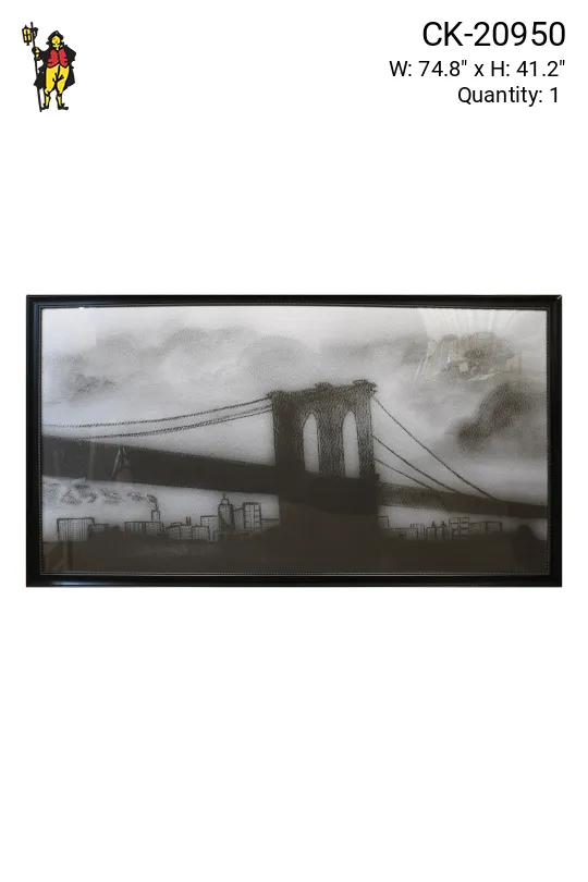 Framed Cleared Brooklyn Bridge Charcoal Painting