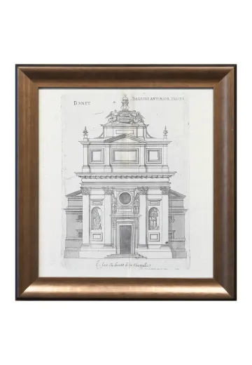 Framed Cleared Baroque Chapel Architectural Engraving