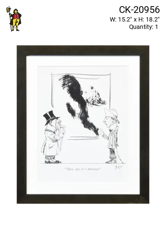 Framed Cleared Mid Century Black Ink Cartoon