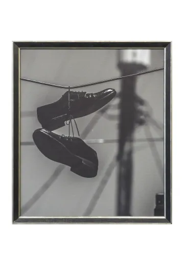 Framed Cleared Black & White Photograph of Black Dress Shoes