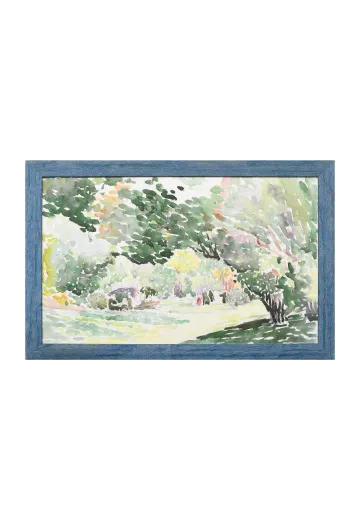 Framed Cleared Sunlit Park Watercolor