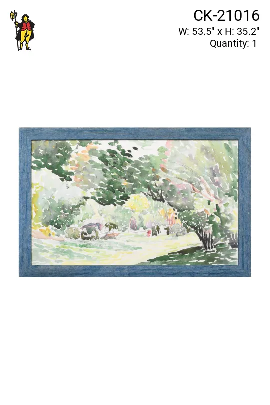 Framed Cleared Sunlit Park Watercolor