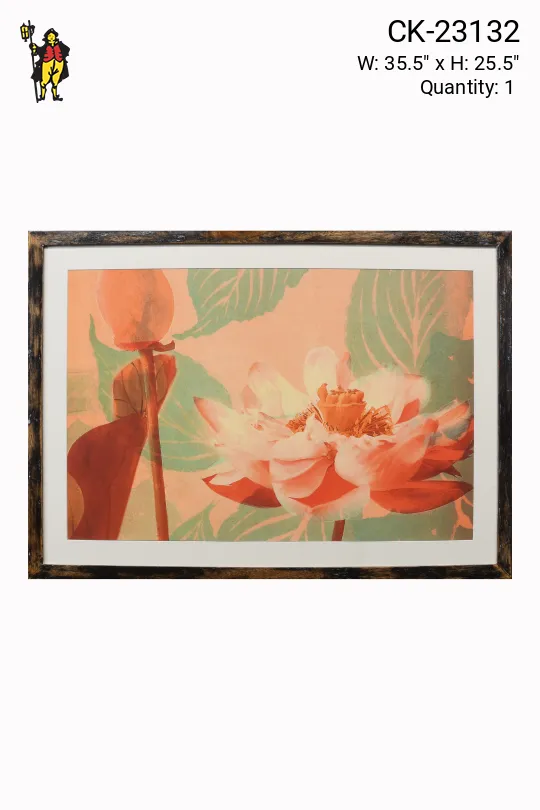 Cleared Black Framed Contemporary Botanical Painting Collage