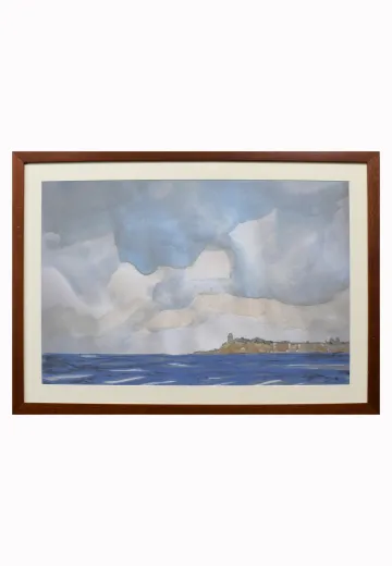 Cleared & Black Framed Seascape Watercolor