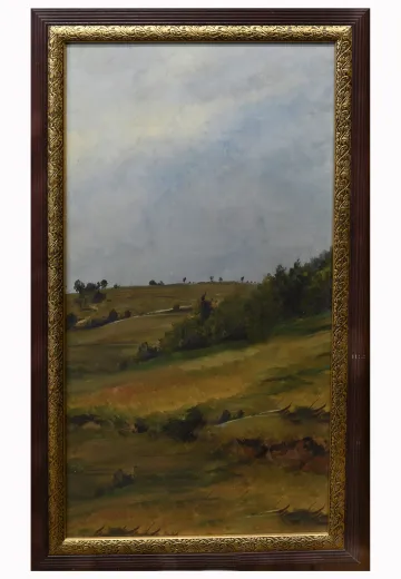 Framed Early 20th Century Cleared Landscape Oil Painting