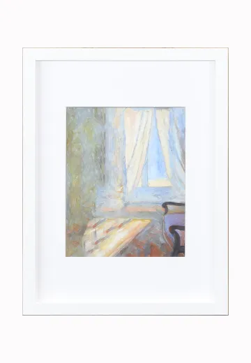Framed Interior Light Through Window Cleared Oil Painting