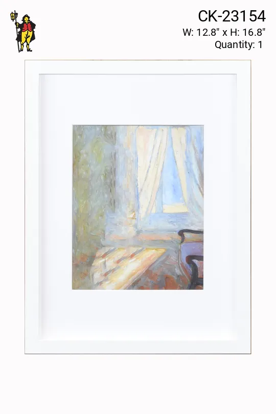 Framed Interior Light Through Window Cleared Oil Painting
