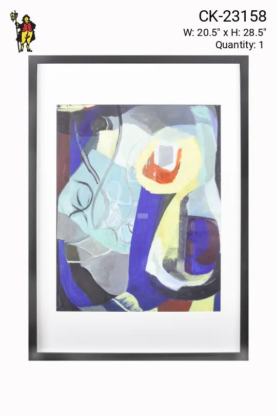 Framed Abstract Cubist Style Painting