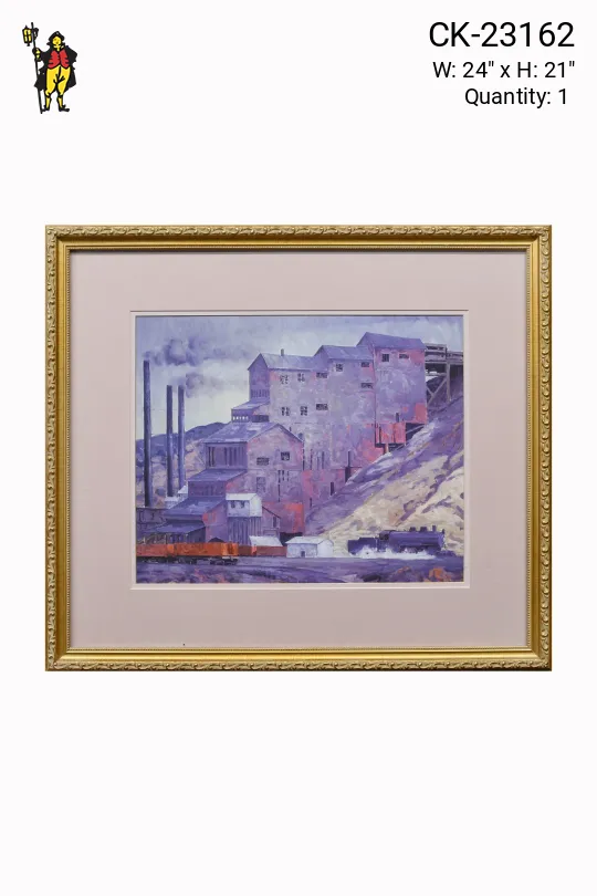Cleared & Framed Industrial Watercolor Scene