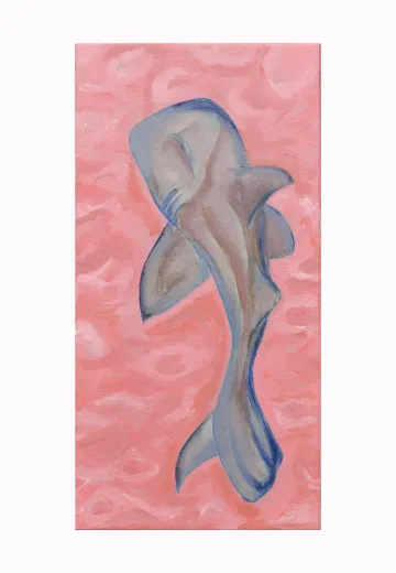 Cleared Canvas Pink and Blue Shark Painting