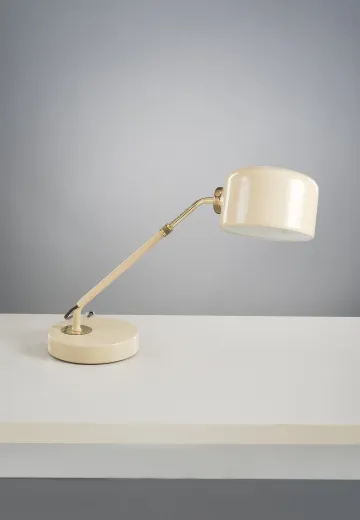Brass & White Reflector Desk Lamp