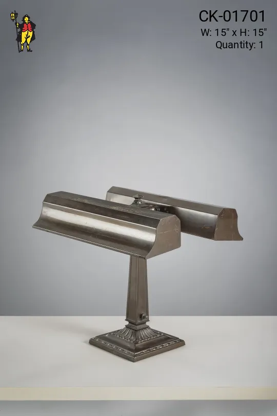 Antique brass two light partner's desk lamp