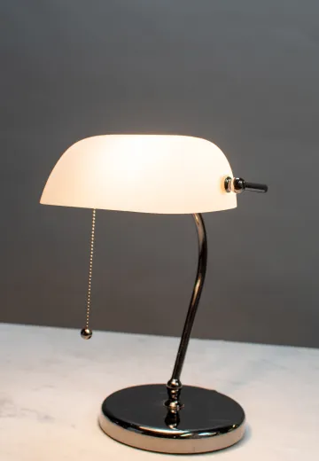 Polished Nickel Banker's Lamp