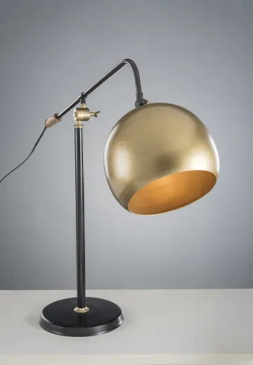 Brass & Black Desk Lamp w/Oversize Metal Shade