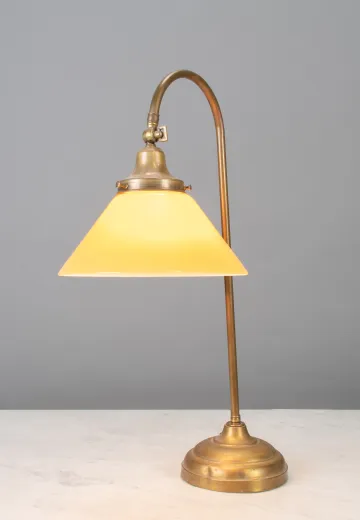 Curved Arm One Light Brass Table Lamp