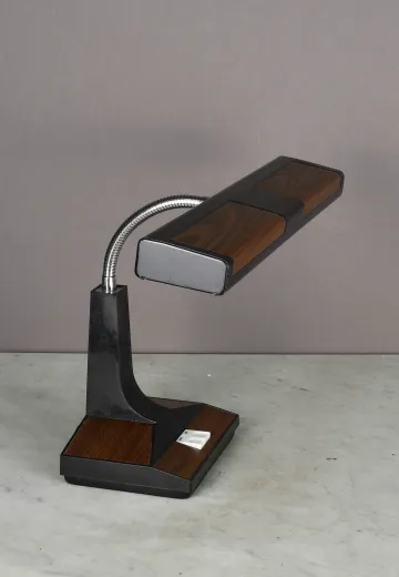 Black w/Wooden Grain Fluorecent Adjustable Desk Lamp