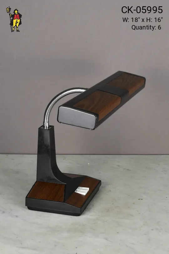 Black w/Wooden Grain Fluorecent Adjustable Desk Lamp