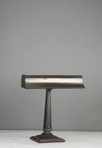 Antique Brass Metal Shaded Desk Lamp