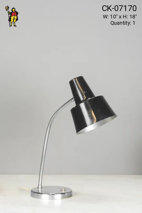 Chrome Base Black Shaded Desk Lamp