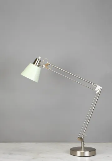 Silver Adjustable Desk Lamp w/Green Shade