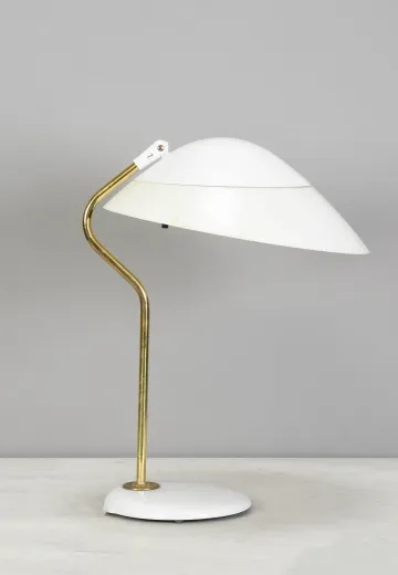 White & Brass Adjustable Vintage Desk Lamp
