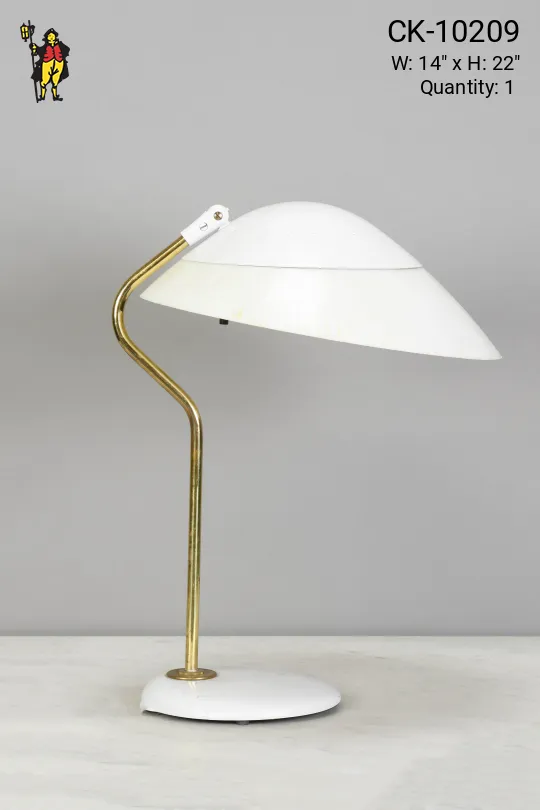 White & Brass Adjustable Vintage Desk Lamp