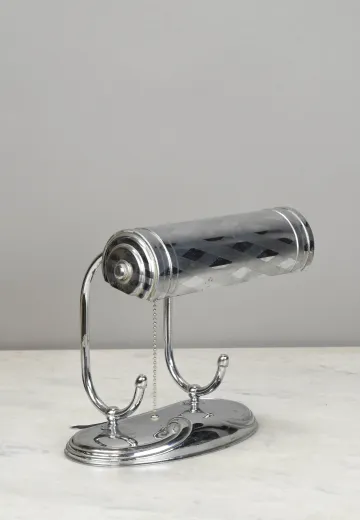Polished Nickel Patterned Desk Lamp