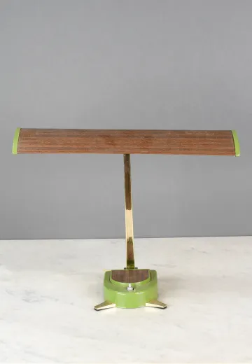 Fluorescent Wooden & Green Desk Lamp