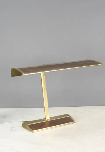 Brass & Wooden Fluorescent Desk Lamp