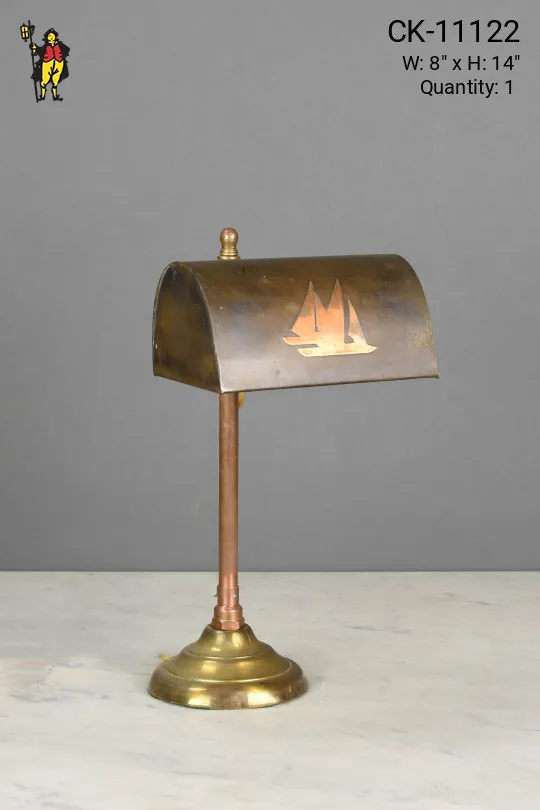 Nautical Brass Metal Shaded Desk Lamp