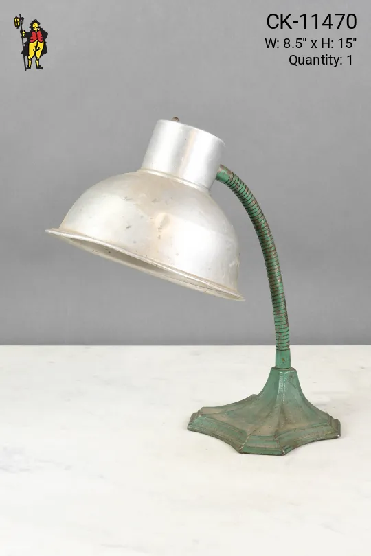 Distresssed Gooseneck Desk Lamp w/Metal Shade
