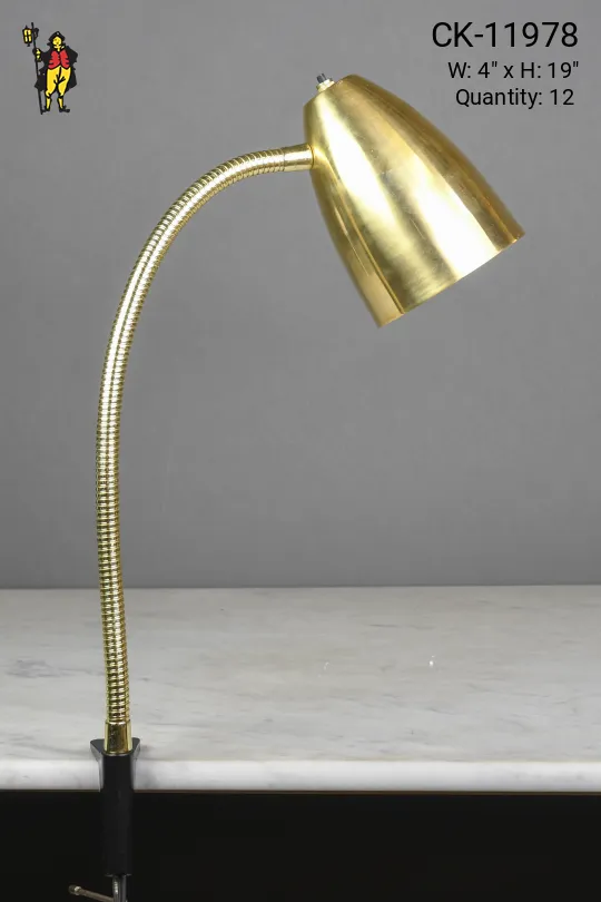 Brass Bullet Reflector Gooseneck Clamp Desk Lamp