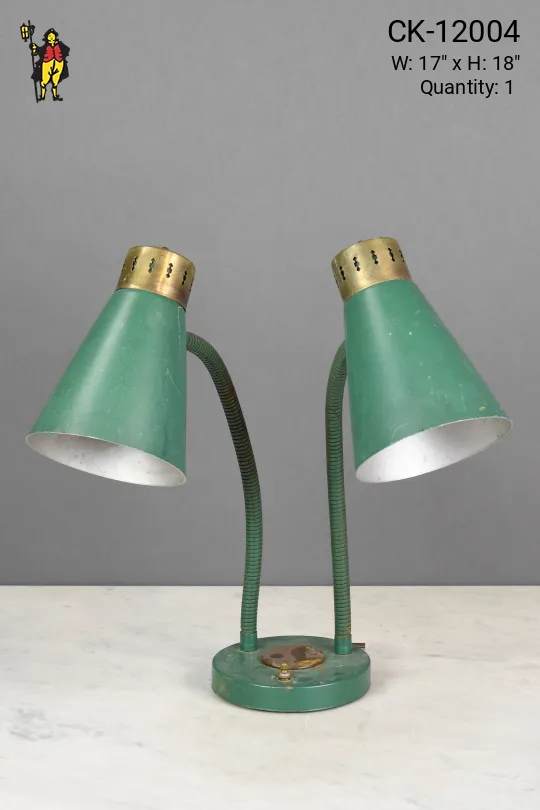 Green Two Light Gooseneck Desk Lamp