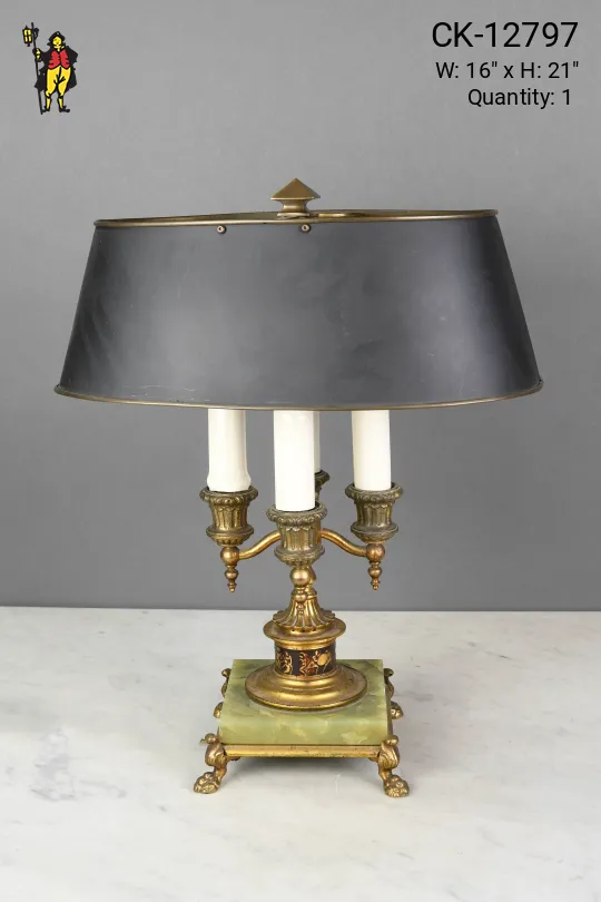 Four Candle Bouliette Style Metal Shaded Table Lamp