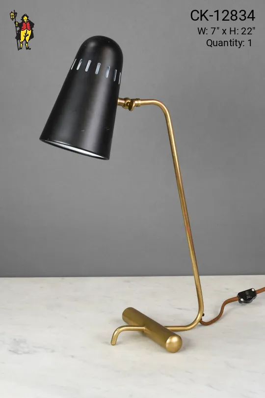 Black & Brass Mid Century Modern Desk Lamp
