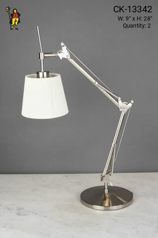 Nickel Fabric Shaded Desk Lamp